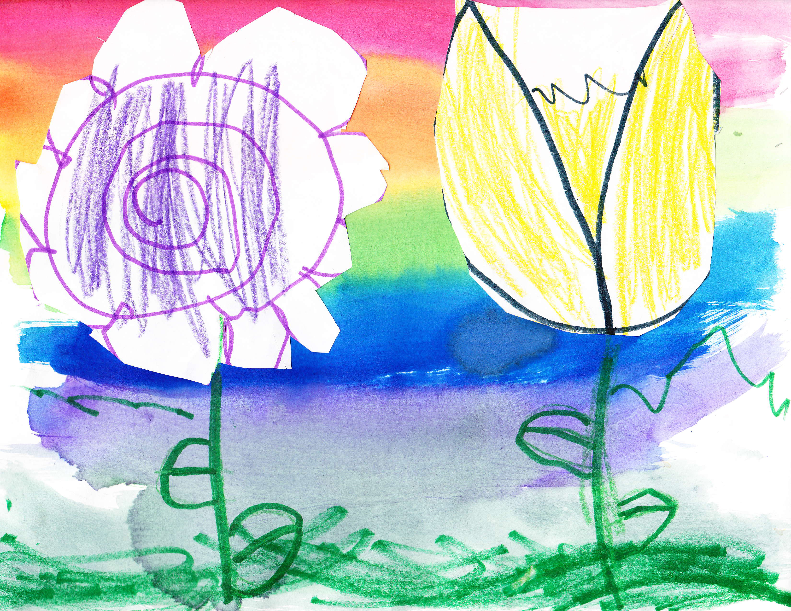 A painting of flowers by a young student